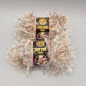 Lion Brand Yarn Fun Fur Bulky Eyelash Sandstone 2 Skeins 114 Yards Total